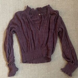 Maroon Textured Shirt by Free People One